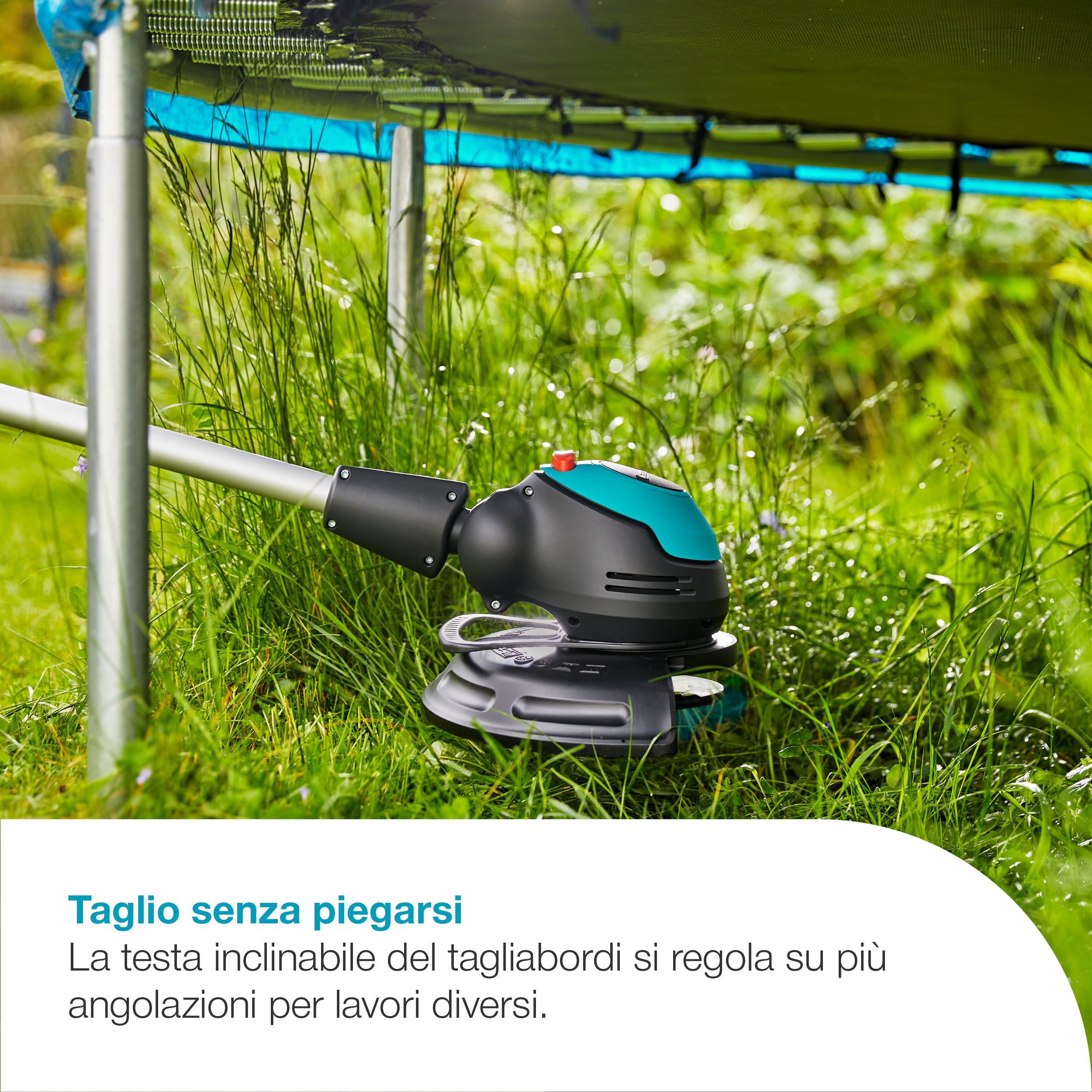Gardena Trimmer A Batteria EasyCut 23/18V P4A Set Pronto All’Uso: Potente, Leggero, Telescopico, Testa inclinabile, Senza fili (14700-20)