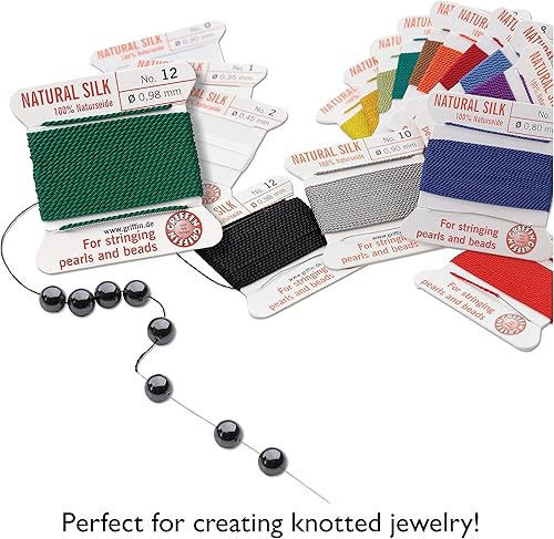 Miniatura 7 de Griffin Hilo de Seda Natural para Encordar Perlas y Cuentas Tamaño #3 Negro