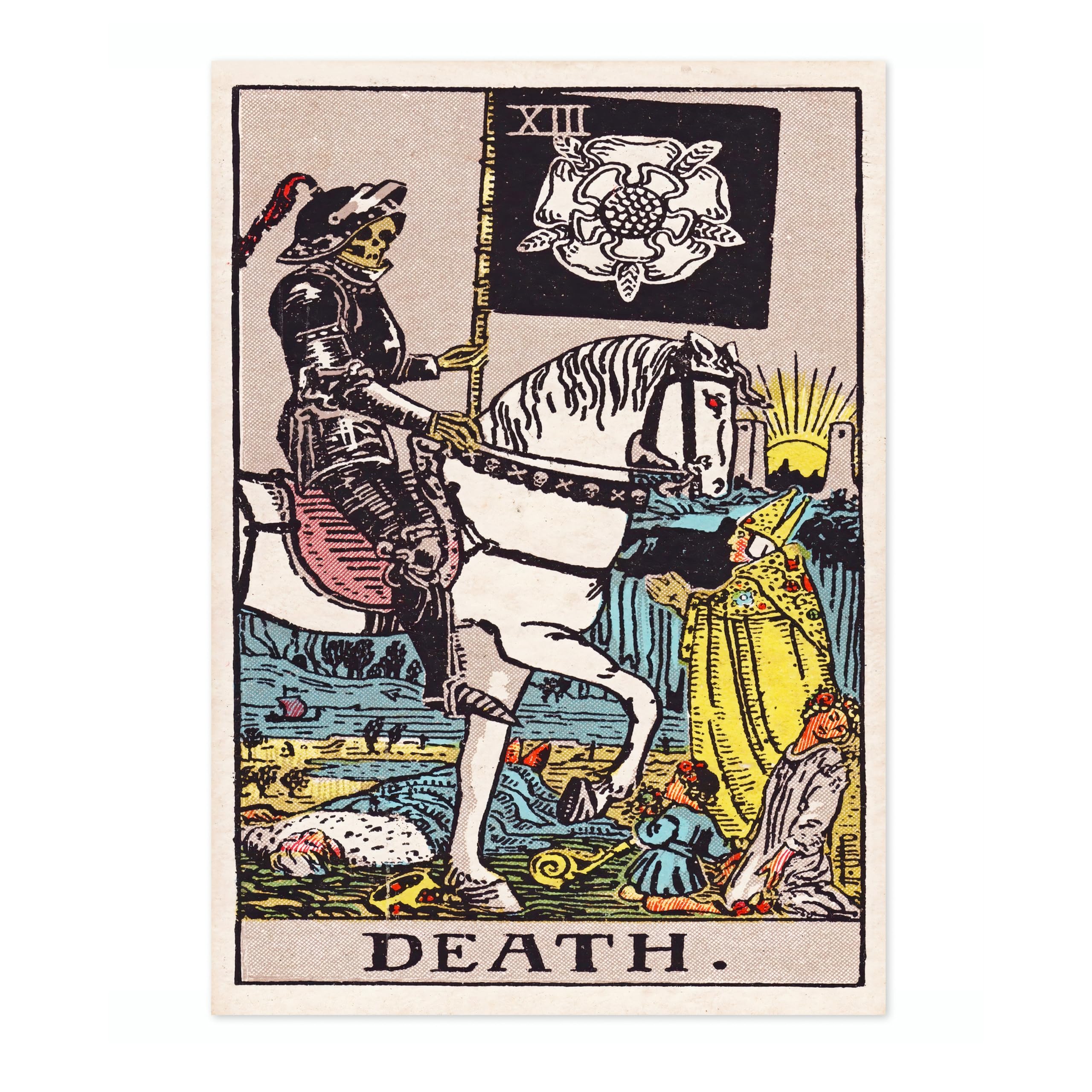 Animato Death Vintage Tarot Art Print, Spiritual Wall Art Poster, Retro Mystical Bedroom Home Decor, A1 (Print Only) - 84.1x59.4cm