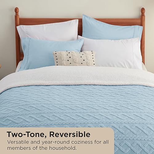 Miniatura 2 de Bedsure Manta Sherpa tamaño Queen para cama, manta de vellón suave y acogedora para mujer, gruesa y cálida para invierno y todas las estaciones,