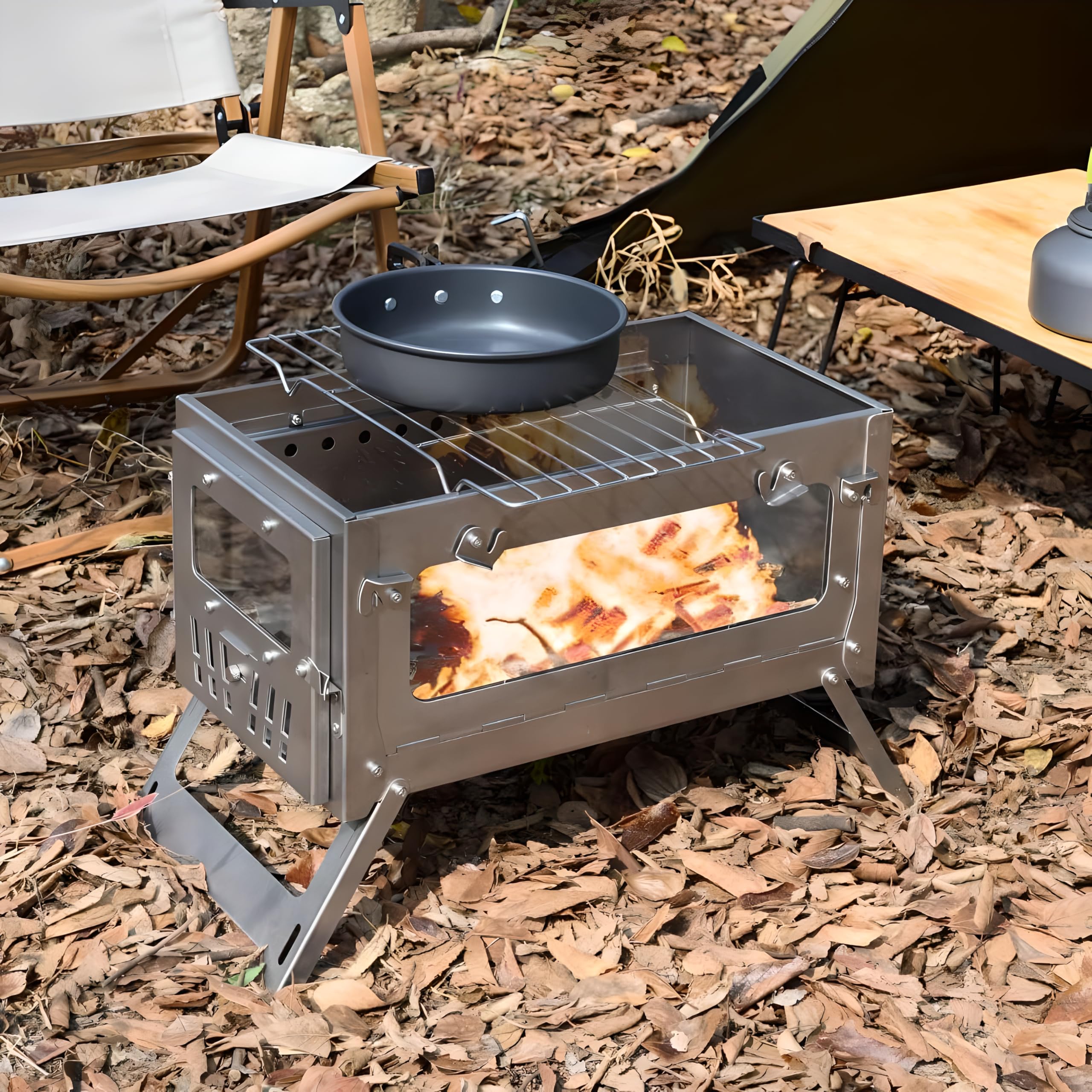 Amazon | 超軽量チタン製薪ストーブ キャンプ用 折りたたみ式 焚き火台