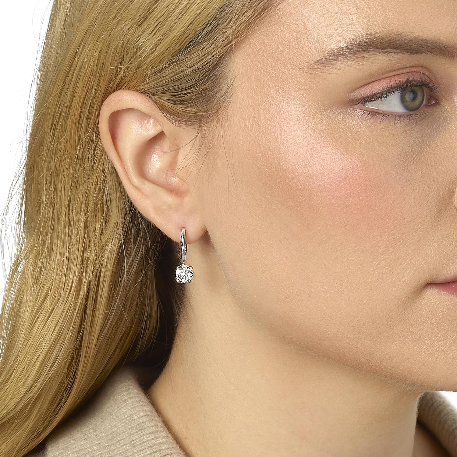 1/2 to 4 Carat Round Lab Grown Diamond Dangle Drop Earrings for Women 14K Gold (G-H/D-E-F, VS1-VS2, 0.50 to 4.00 cttw) Brilliant Cut Diamond Lever Back