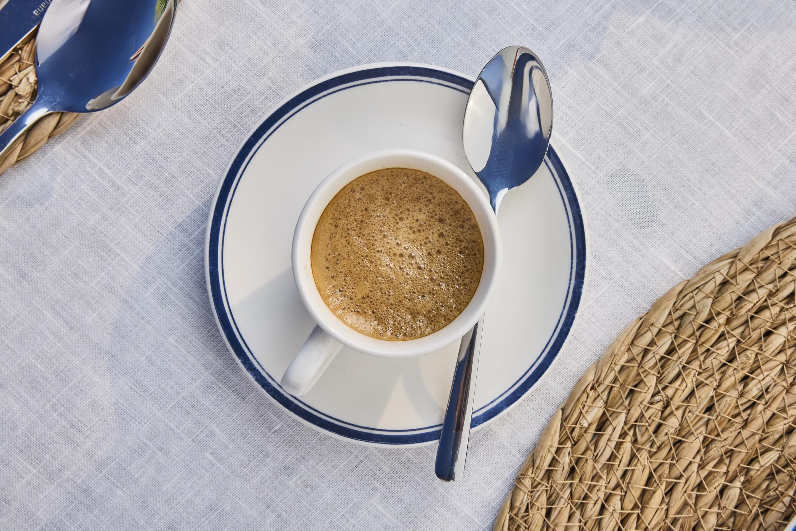 Tognana Filo Blu, set de 6 tazas de café 80 cc con platillo, porcelana, azul