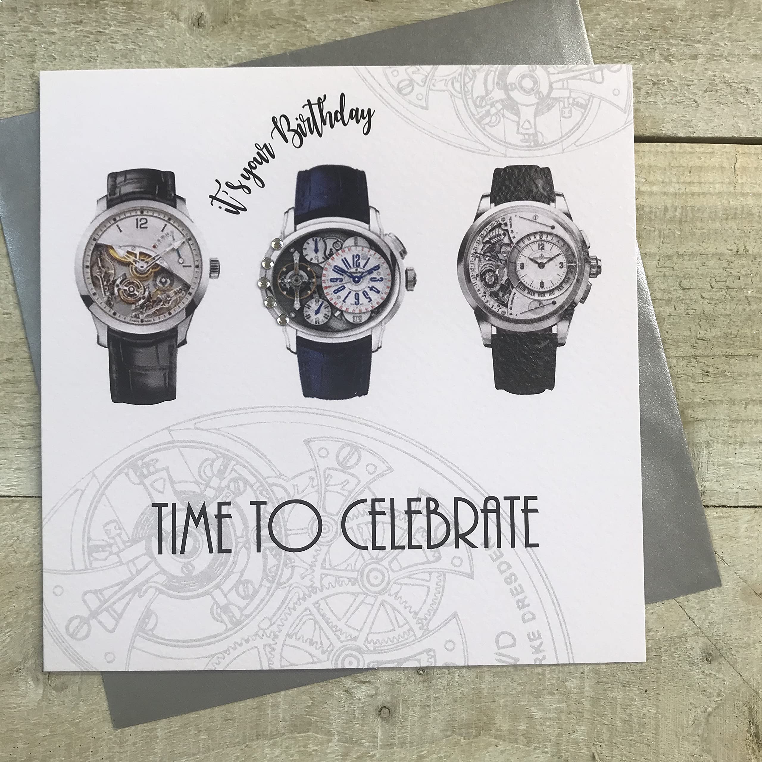 WHITE COTTON CARDS Birthday Card, Watches Handmade MT30