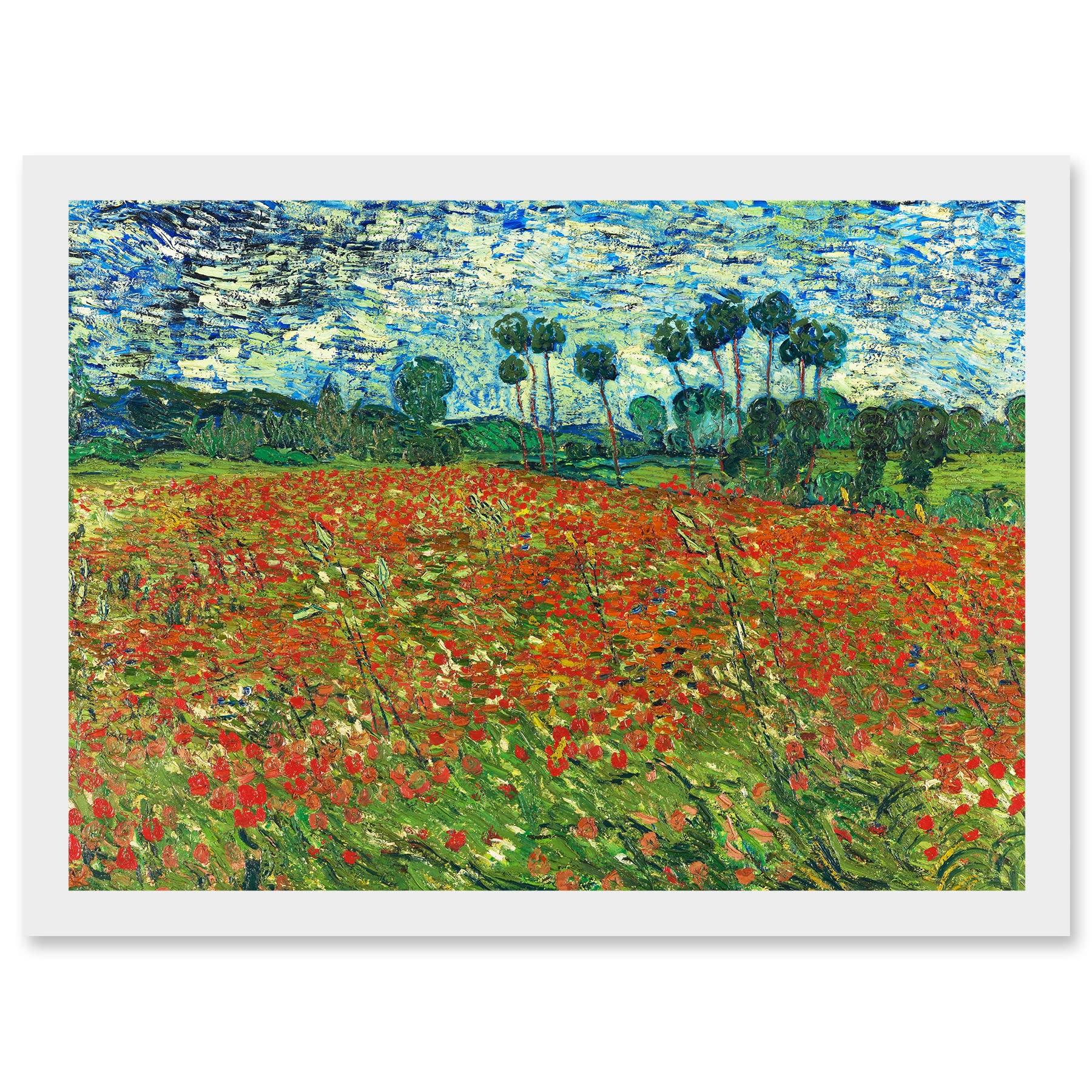 Artery8 Vincent Van Gogh Poppy Field Painting Artwork Framed Wall Art Print A4