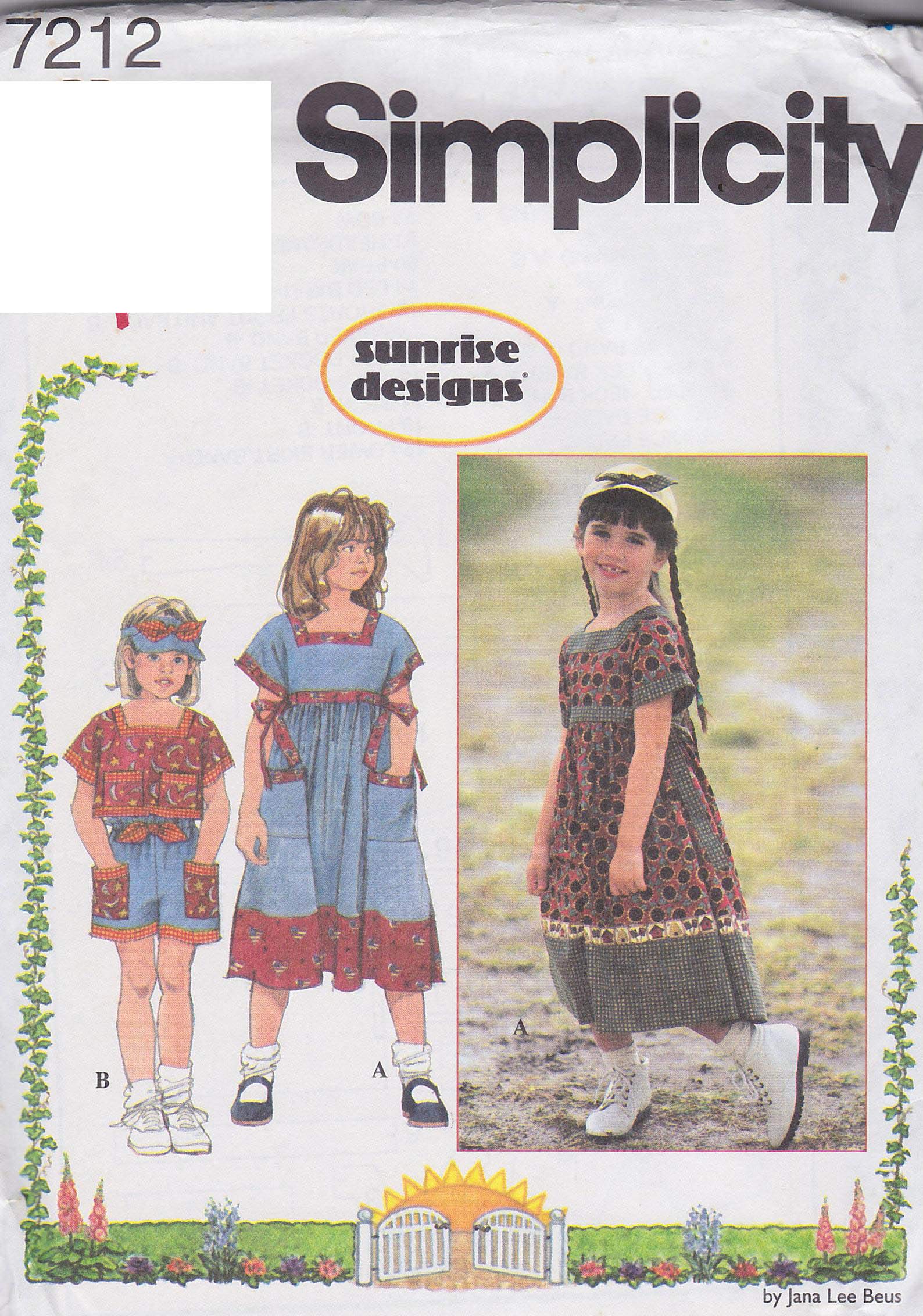 Patron couture robe d'été Simplicity 7212 short top taille BB 5-6X Sunrise Designs