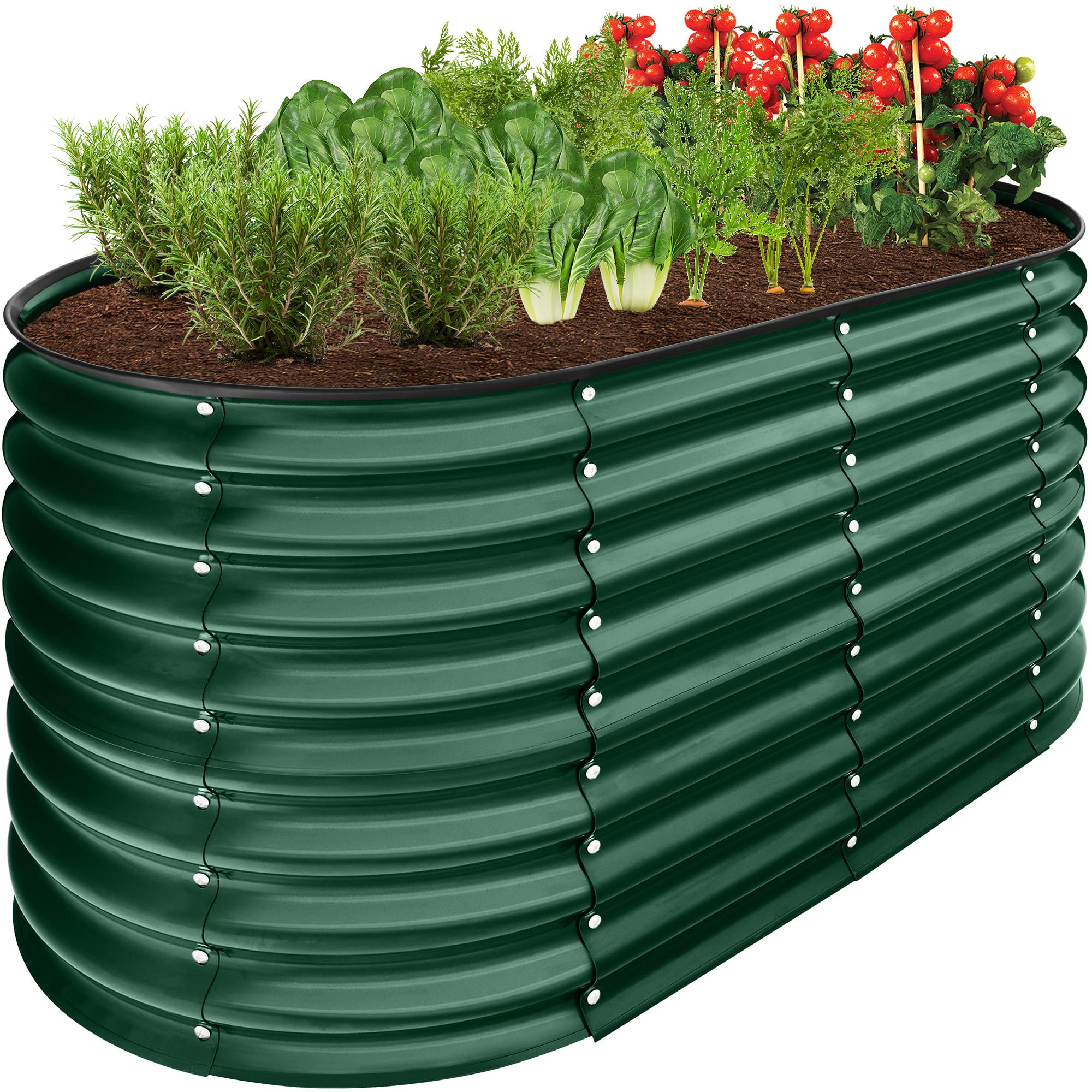 Metal Raised Garden Bed - 4ft X 2ft X 1ft Oval Planter Box, 51 Gallon Capacity For Vegetables & Flowers