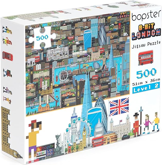 500 Piece Jigsaw Puzzles for Adults and Teens - 8-bit London Jigsaw Puzzle London Map Retro Jigsaw Puzzle - Level 2 by bopster