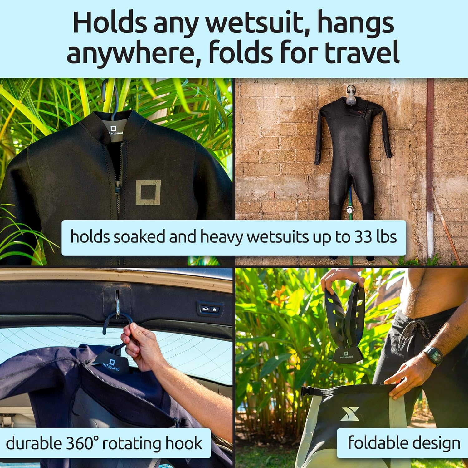 Wetsuit Hanger – Quick-Dry, Foldable & Vented Hanger for Scuba, Surfing or Swimming Gear – Ideal for Wetsuits, Drysuits, Rash Guards & Board Shorts