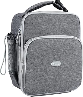 Amersun Kids Lunch Box with 8MM Insulated sponge & Multi-pocket & Water Bottle Holder, Keep Food Warm Cold School Lunch Bag for Kids Teen Girls Boys,Lunch Tote Bag for Children,Grey New