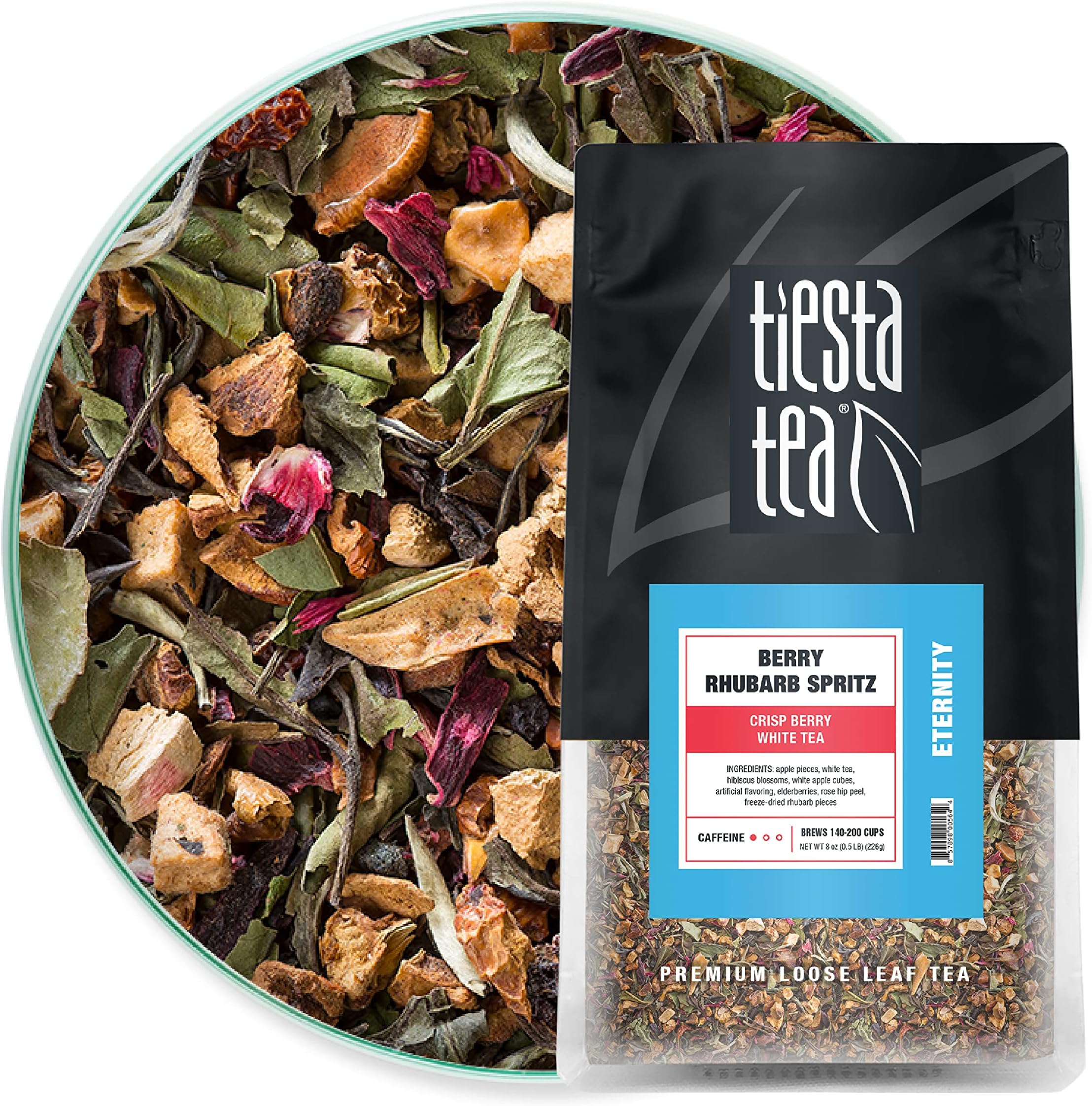 Berry Apple White Tea | BERRY RHUBARB SPRITZ 8 Ounce Bag by TIESTA TEA | Low Caffeine | Loose Leaf White Tea Eternity Blend