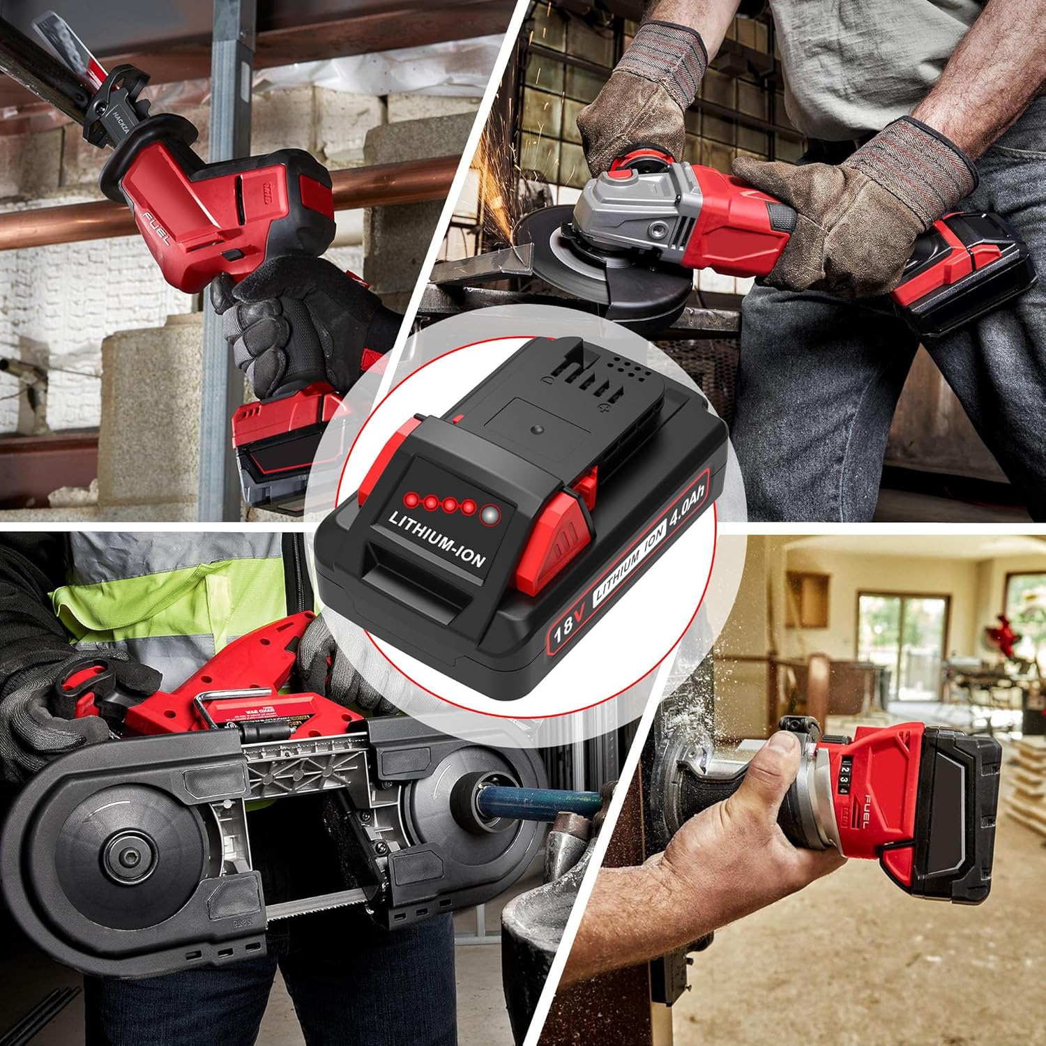2-Pack 4.0Ah 18V Lithium Battery Replacement for Milwaukee M18 Battery 48-11-1840 48-11-1850 48-11-1830, Compatible with Milwaukee 18V Battery Cordless Power Tools and Charger