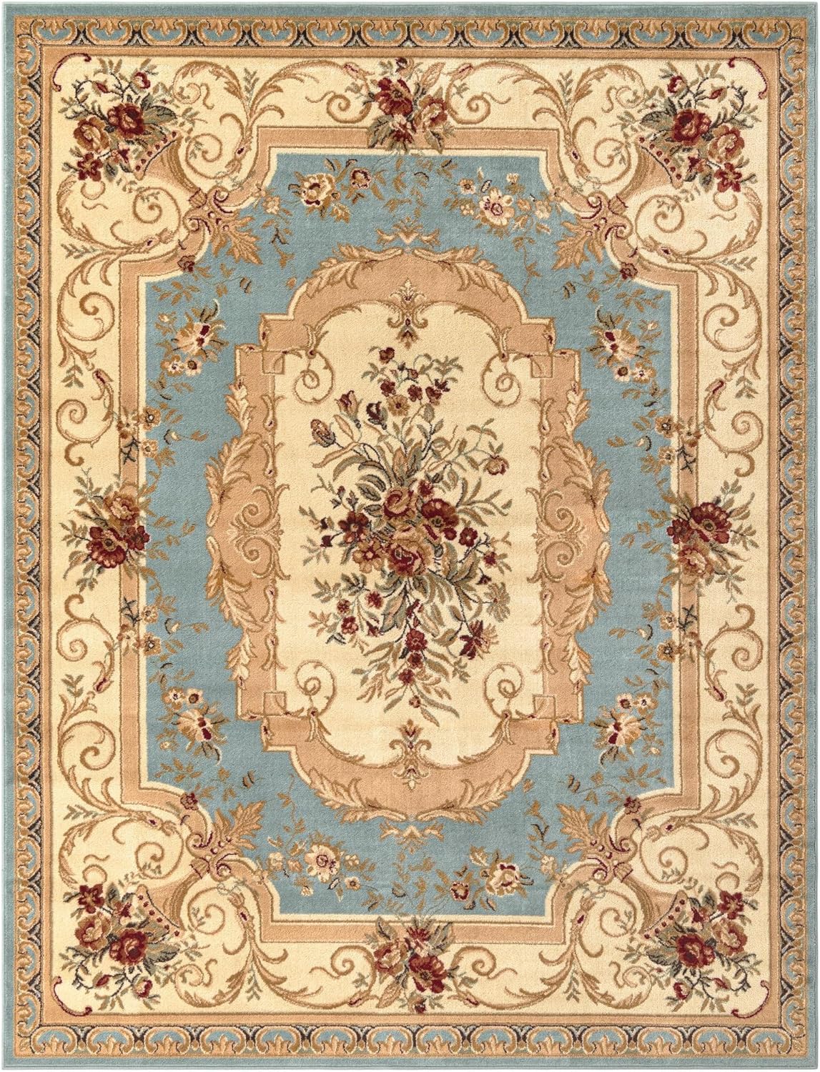 Unique Loom Versailles Collection Area Rug - Henry (7' 10" x 10' Rectangle Light Blue/Cream)