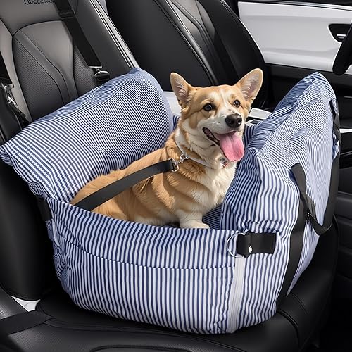 Rucener Asiento de coche para perro, asiento de automóvil para perros pequeños, medianos y grandes, asiento elevador para perros seguros y cómodos,