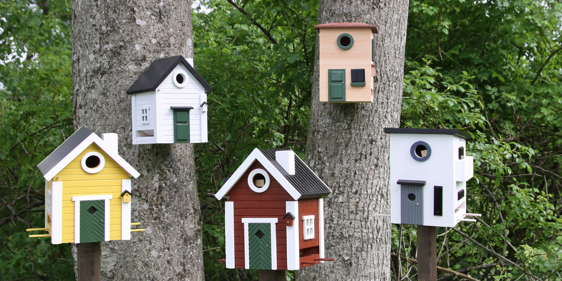 Wildlife Garden - Nistkasten und Futterhaus - Multiholk Seeschuppen - wetterbeständiges Holz - blau - weiß - 185 x 194 x 247 mm