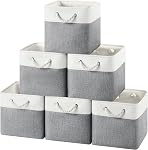 12x12 Storage Cube Bins, 6 Pack Reinforced Bottom Cardboard Foldable Box, Organizer for Closet Shelves, Heavy Home Storage Baskets (White Purple)