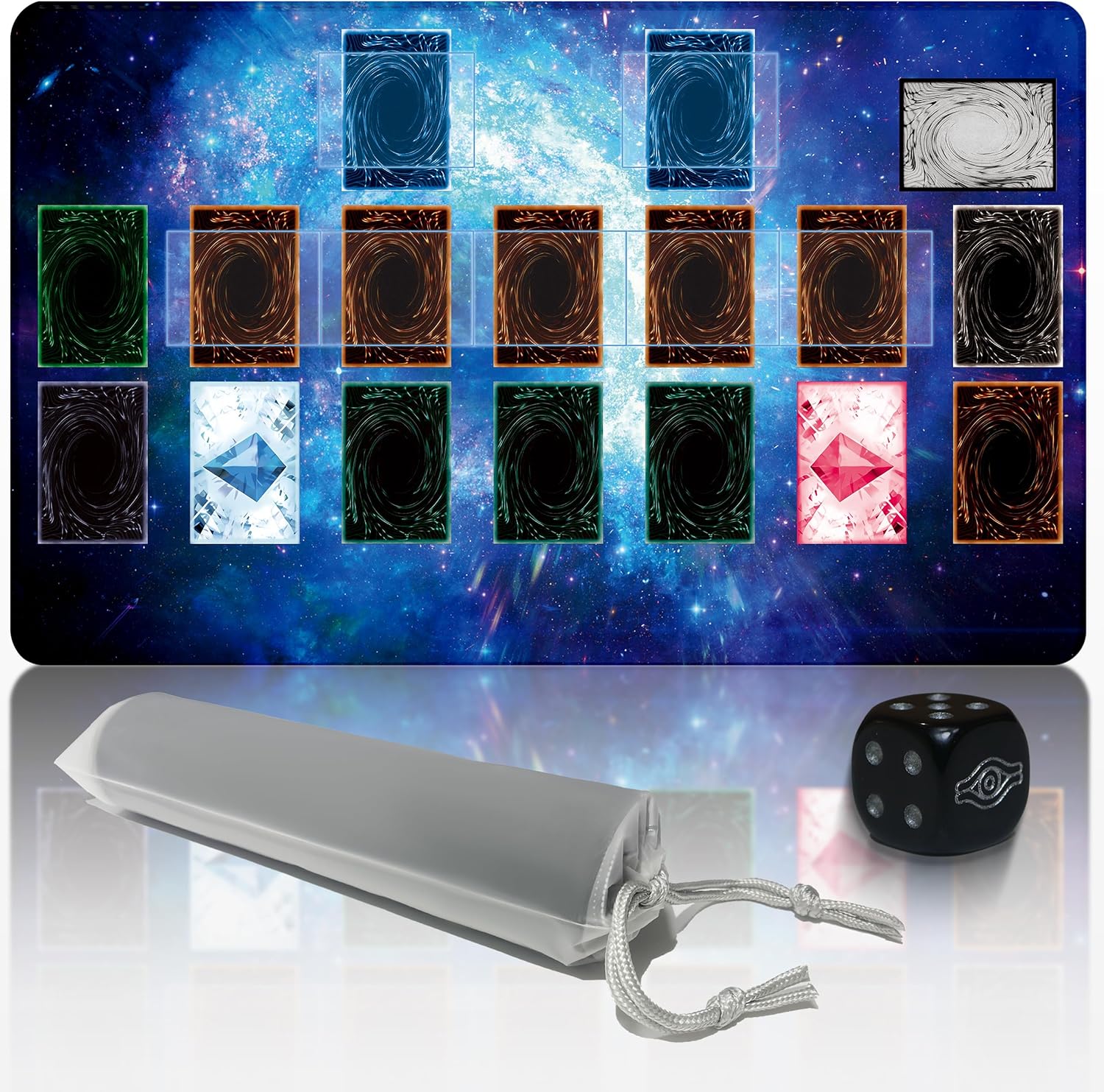 for Yu-Gi-Oh Playmat Single Player,with Free Limited - Edition dice and Storage Tube Size 24 * 14