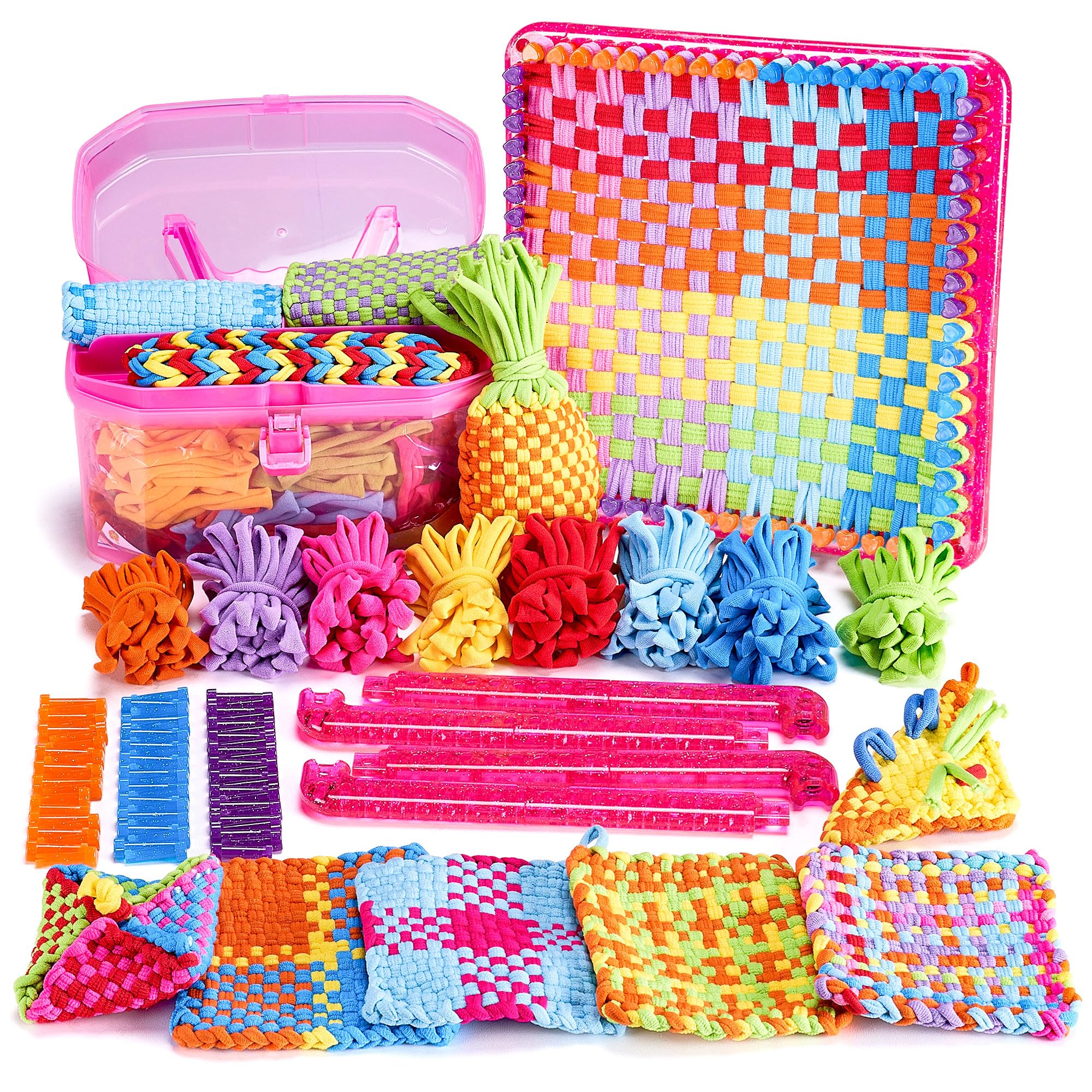 daheypong Kit di telaio per tessitura, arte e artigianato per bambini e adulti, kit di tessitura con 300 anelli artigianali, per realizzare presine artigianali e braccialetti dell'amicizia, regalo