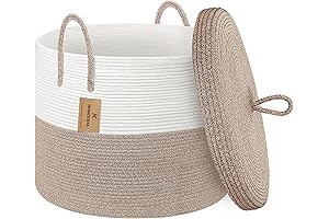 18" X 14" Large Storage Basket with Lid, Multipurpose Wicker Life Basket