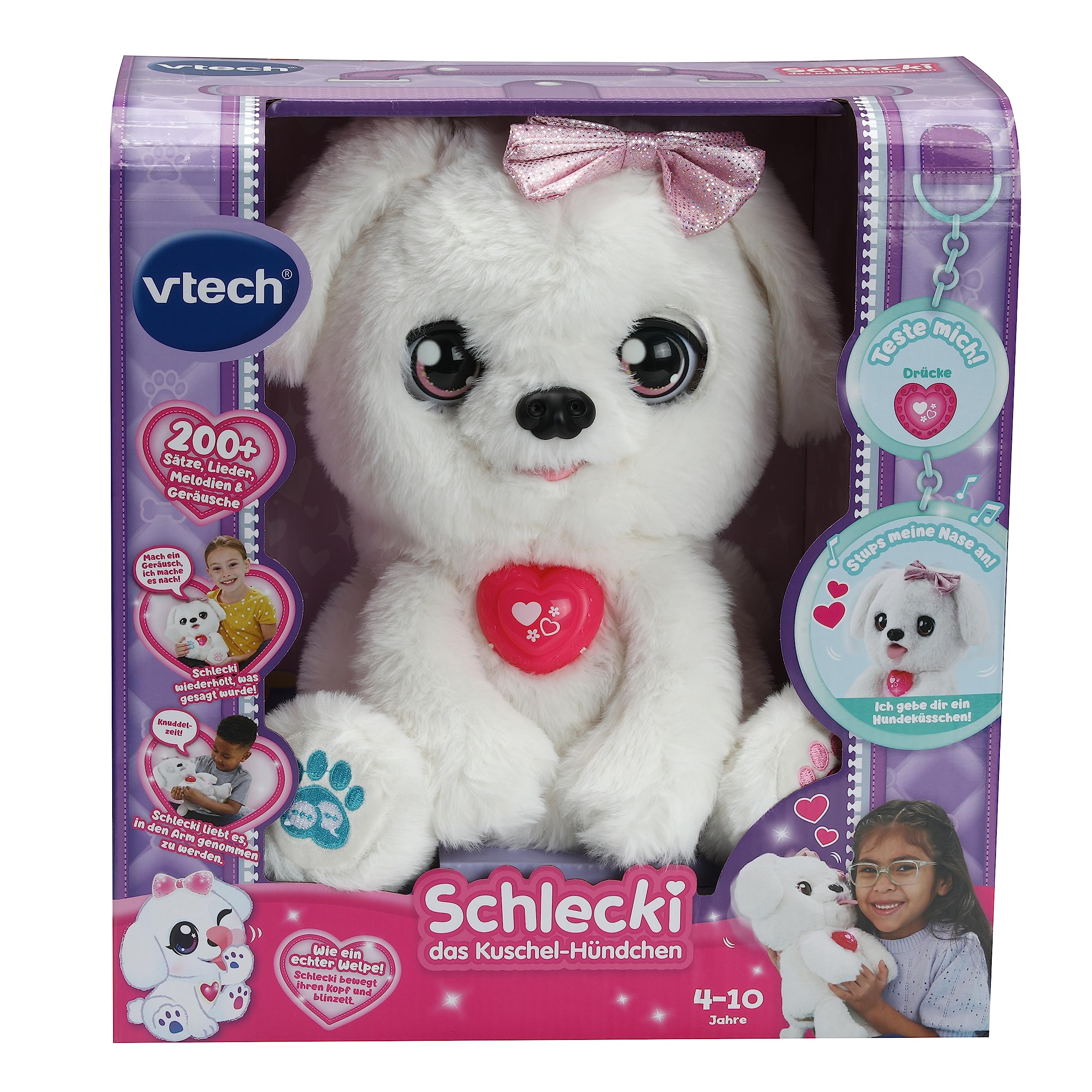 VTech Schlecki Plüsch-Hündchen mit Sound - Interaktives Kuscheltier