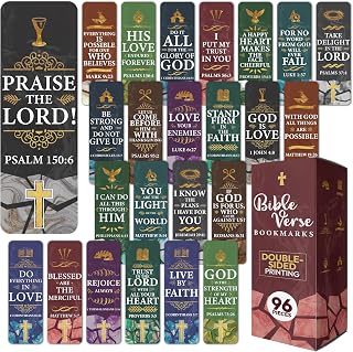 96 Pack Christian Scripture Bookmarks with Bible Verses – Inspirational Religious Bookmarks for Women & Men, Bulk Christian Gifts for Bible Study, Classroom, Church Supplies