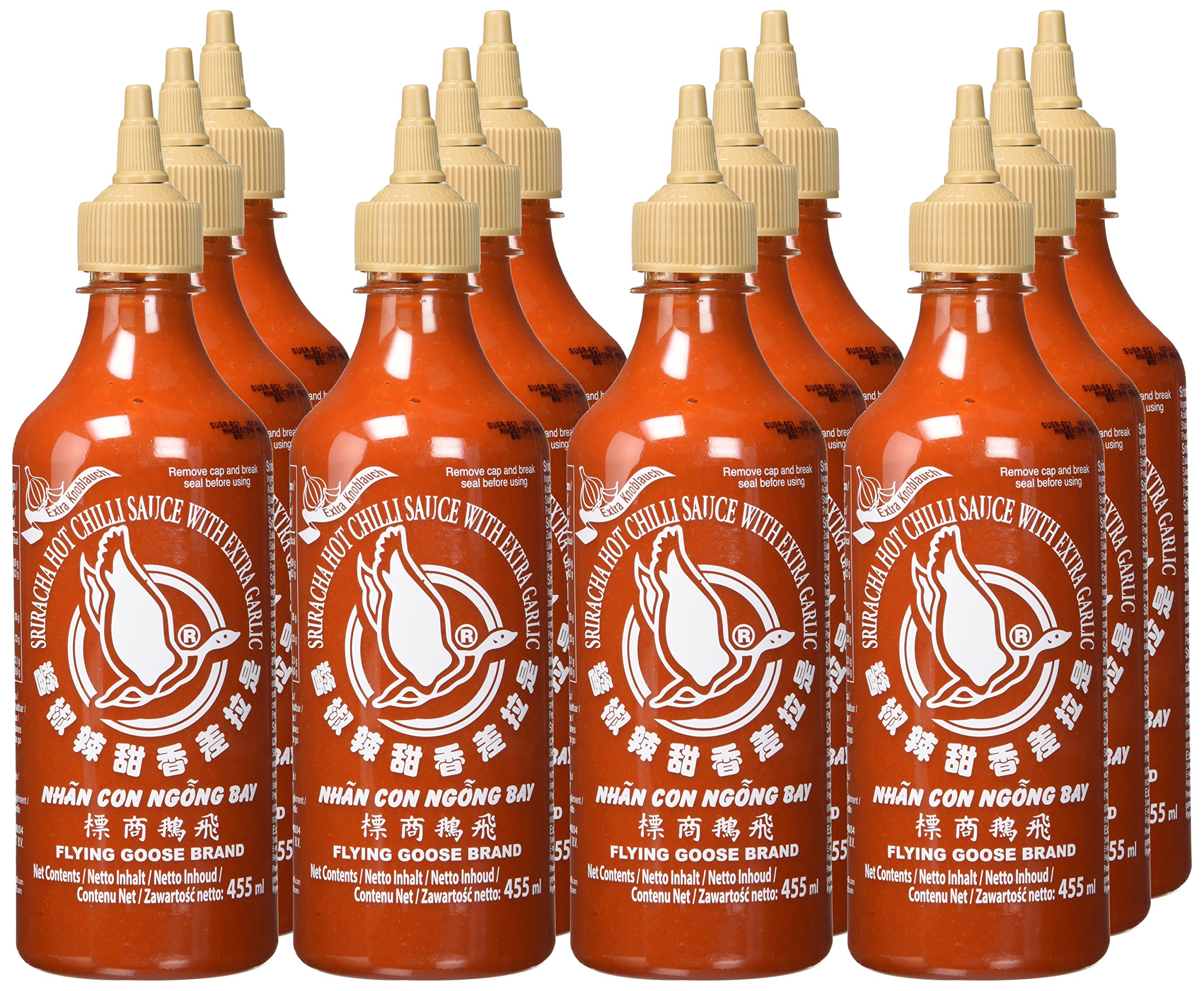 Flying Goose Chilisauce Sriracha Knoblauch, 12er Pack (12 x 455 ml)
