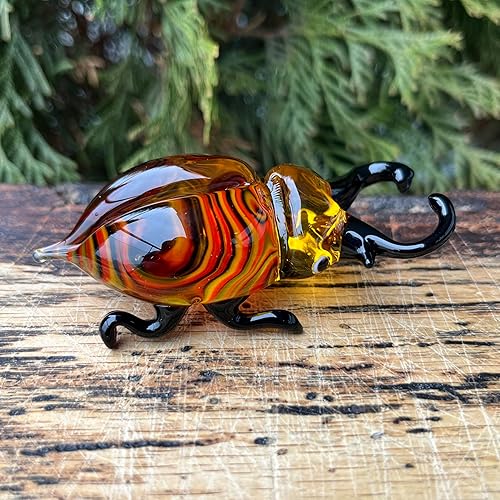 Miniatura 9 de Figura de cristal amarillo  Miniatura soplada a mano estilo Murano  Adorno coleccionable de insectos para estante o escritorio  Regalo para mamá y