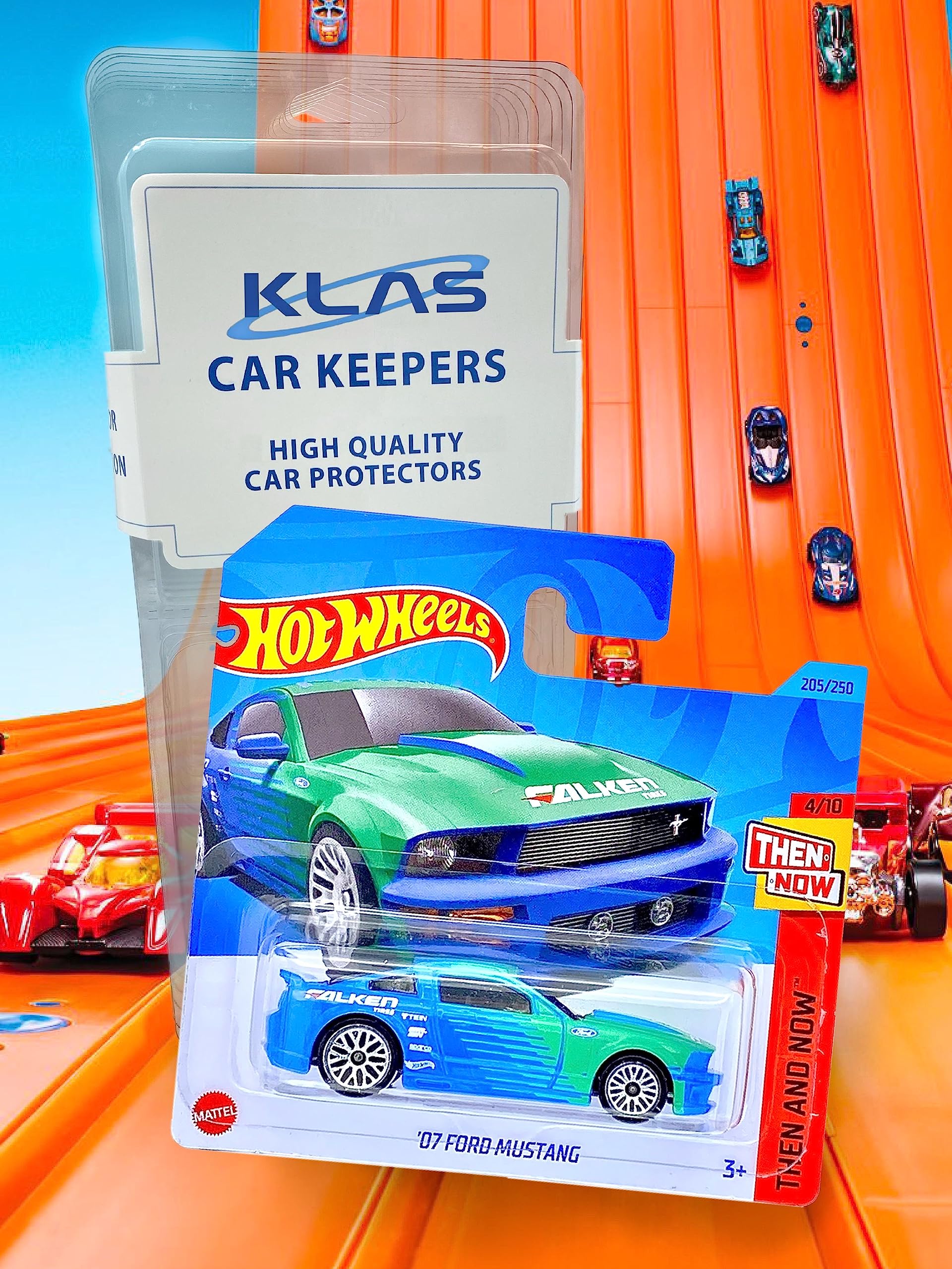 Hot Wheels '07 Ford Mustang (Blue & Green (Falken Tyres)) 4/10 Then and Now, 2023-205/250 (Short Card) - Image 3