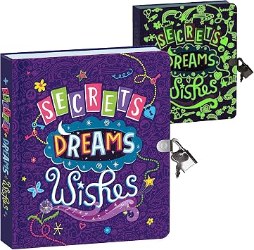 Peaceable Kingdom Secrets, Dreams and Wishes Glow in the Dark 6.25" Lock and Key, Lined Page Diary for Kids