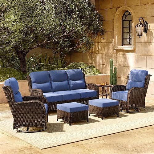 Luxury Patio Furniture Set with 6-inch Thick Cushion, Outdoor Couch