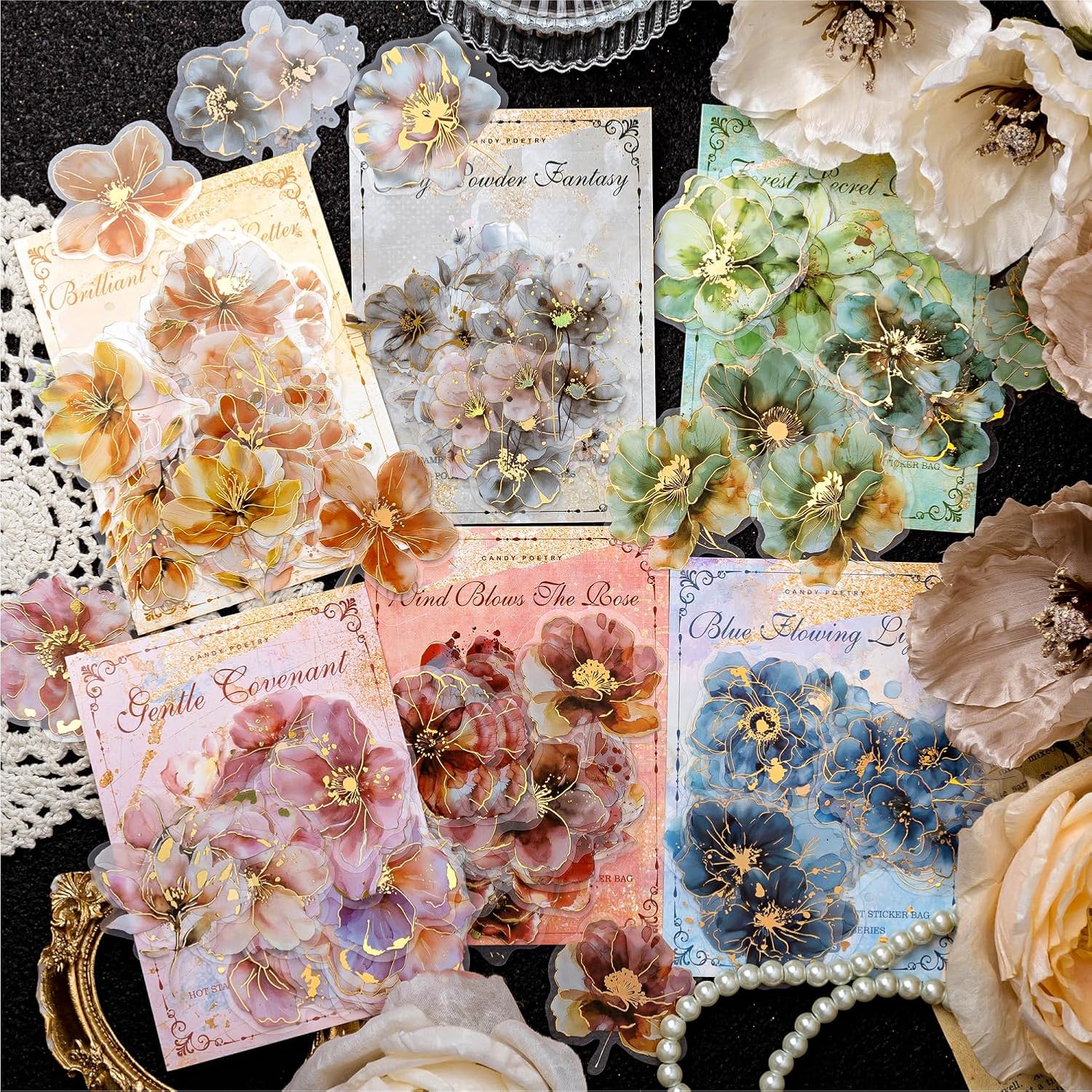 Alideco 120pcs Scrapbook Stickers Vintage Stamped Floral Scrapbooking Junk Journal Crafts Embelishment Decoration Stickers (fanhuazhishi)
