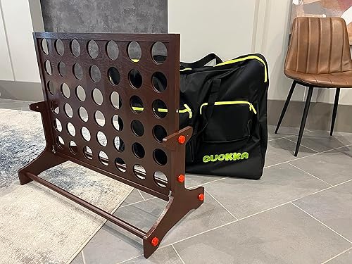 Miniatura 8 de QUOKKA Giant Four in a Row Connect Outdoor Game 4-in-1 SUPERSET - Wooden Jumbo Yard Game for Adults  Backyard Family Party  Big Chess & Checkers
