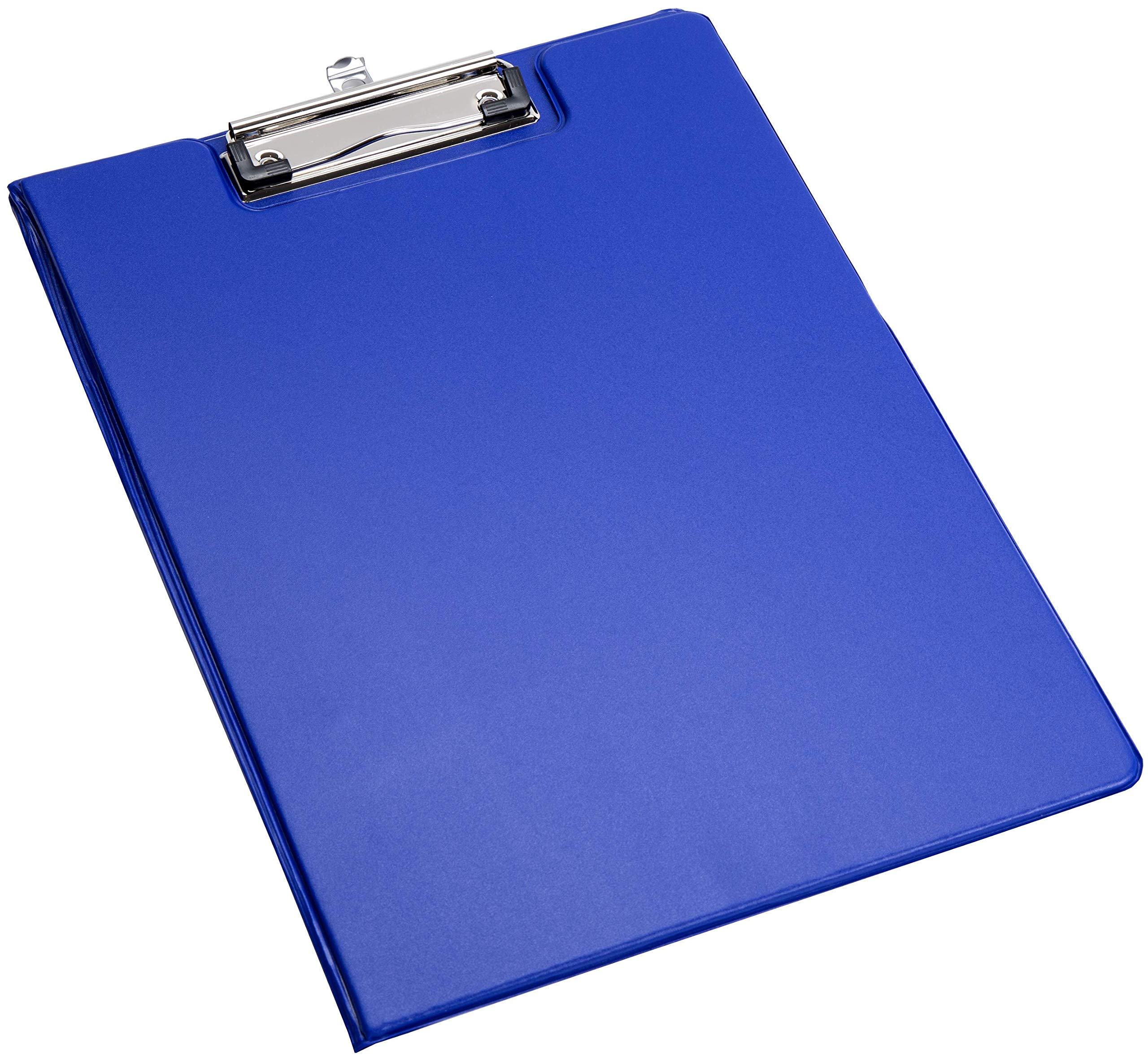 Logit A4 Blue Foldover Clipboards Solid Hardback PVC Cover With Pen Holder - Pack 10