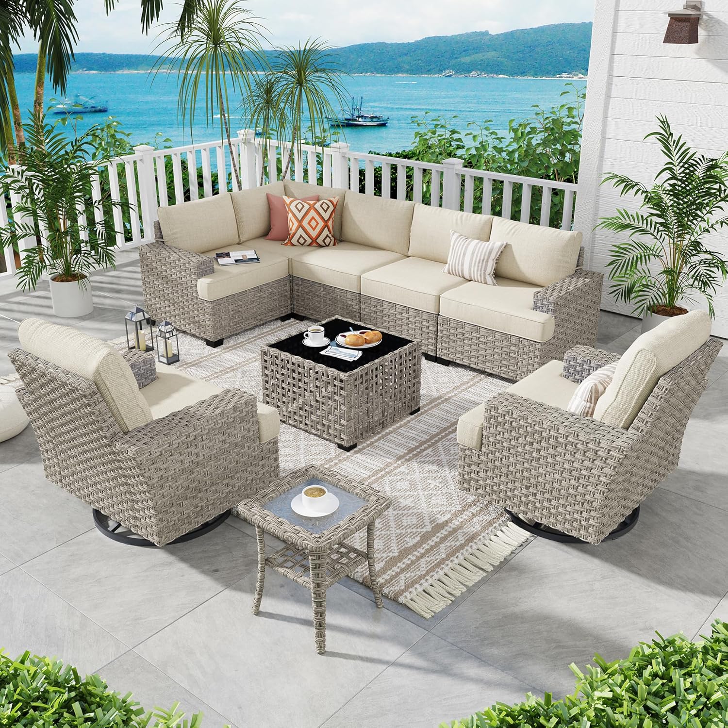 Patio Deals Homall Patio Furniture Set Piece Resin Outdoor