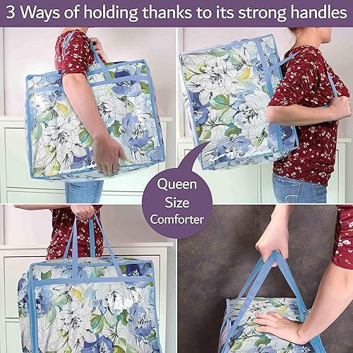 Miniatura 6 de Bolsas de almacenamiento de vinilo transparente con cremallera (paquete de 3) bolsas de almacenamiento resistentes para suéteres, mantas, edredones,