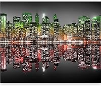 Vista 23 de artgeist Mural de pared Nueva York, 77 x 61 pulgadas, adhesivo autoadhesivo para pared, diseño de foto extraíble, decoración del hogar, paisaje