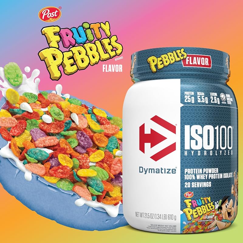 Dymatize ISO100 Protein Powder, 100% Whey Isolate, Fruity Pebbles image 3