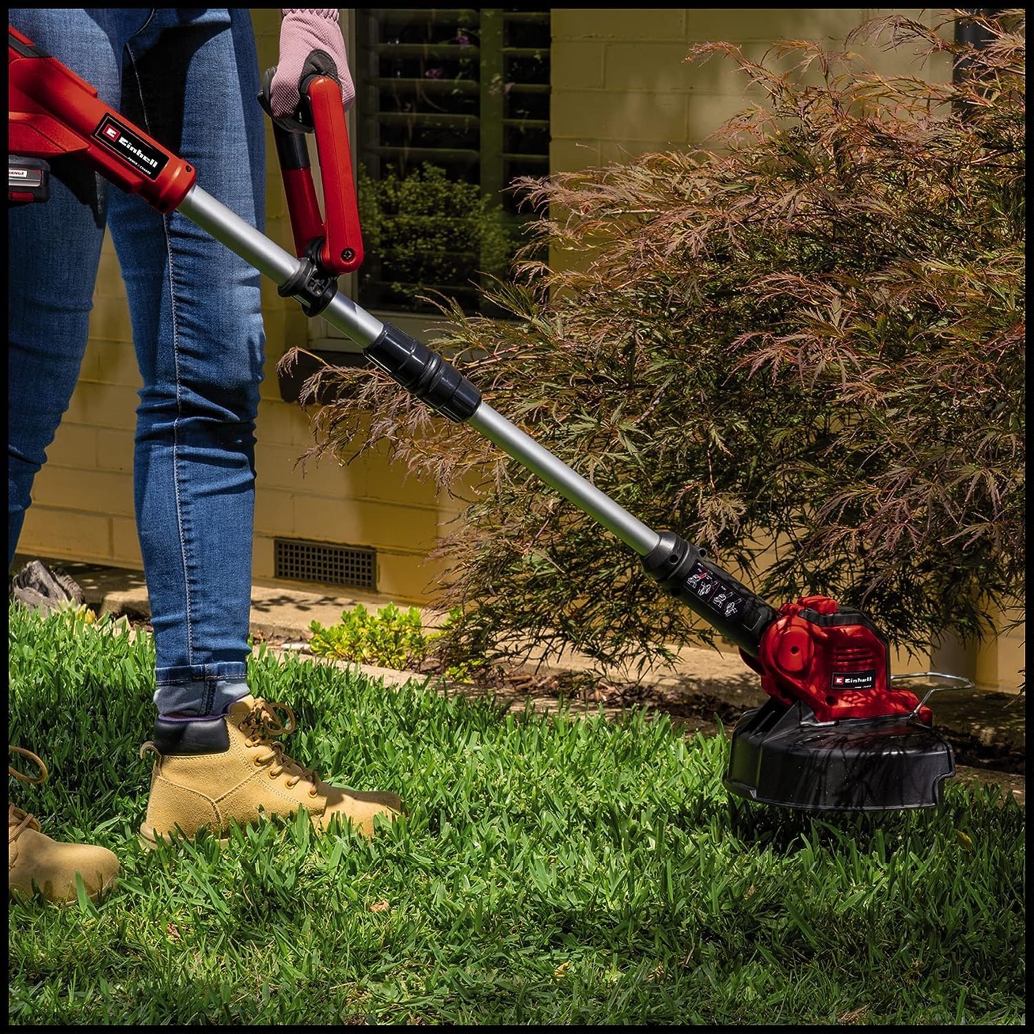 Einhell Cortacésped con batería GE-CT 18/28 Li TC-Solo Power X-Change (Iones de Litio, 18 V, Carro de Recortadora, 28 cm de Anchura de Corte, Hilo, envío sin batería ni Cargador)