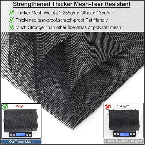 Miniatura 3 de Puerta de pantalla magnética mejorada más gruesa de 8.99oz malla de fibra de vidrio, apertura lateral izquierda derecha, se adapta a puertas de 36 x