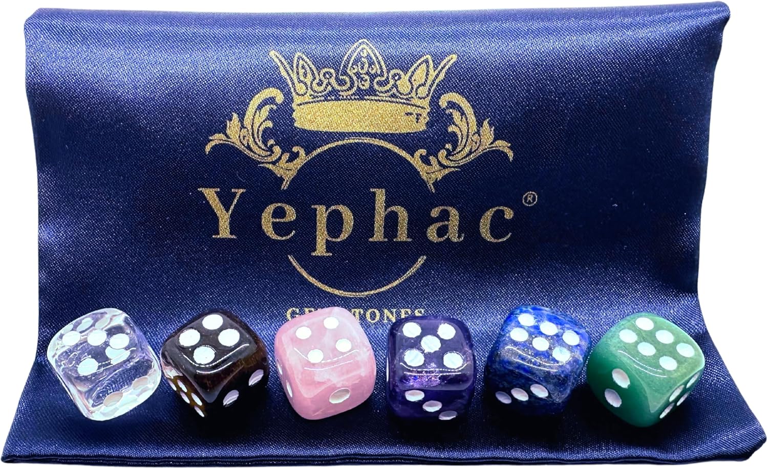 Natural Hand Carved Gemstone Various Crystal Healing Lucky Dice 15mm (Multicolor)