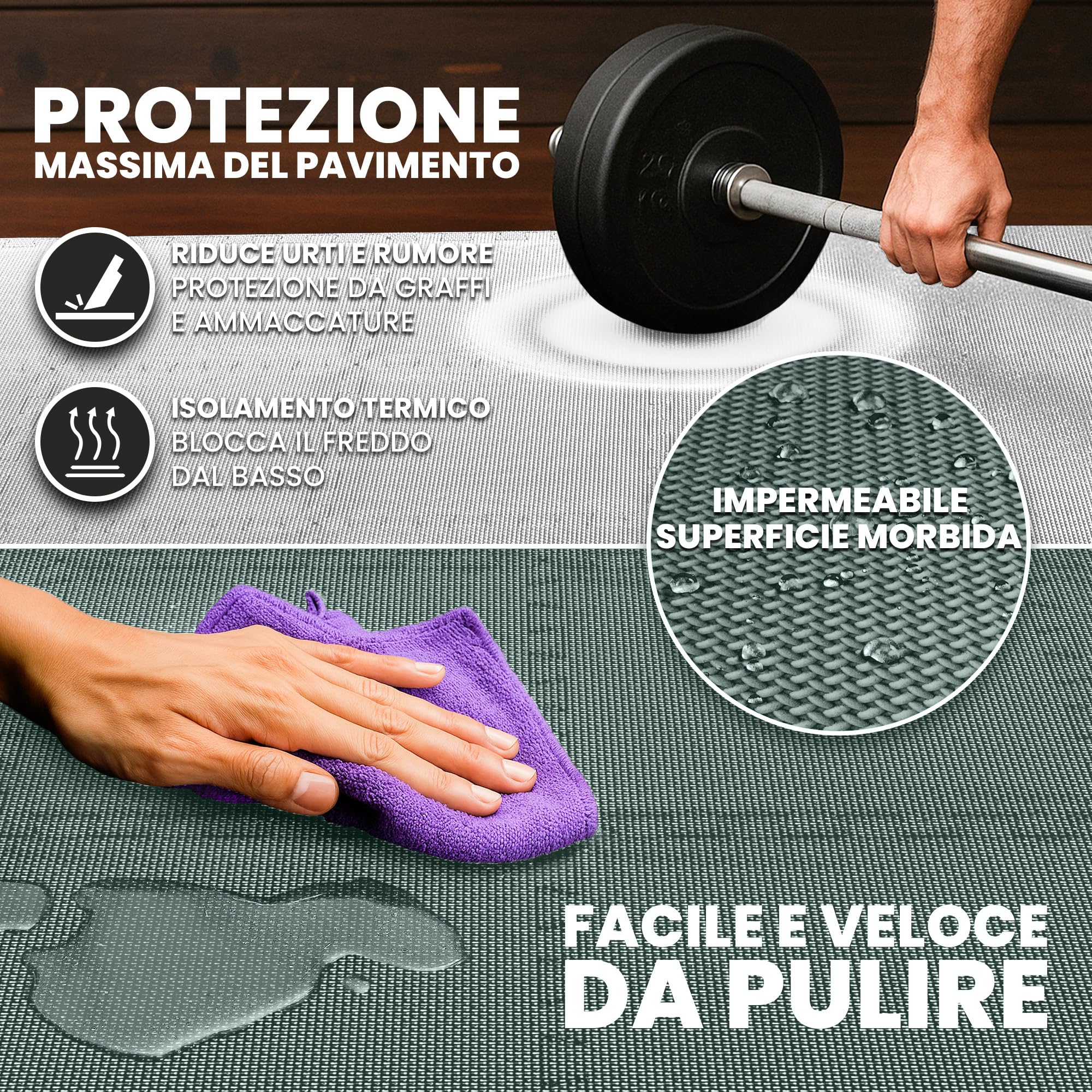 bemaxx Tappeto Palestra Tappetino Fitness da Ginnastica a Puzzle EVA | Pavimento Protettivo Incastro Tatami Allenamento Protezione Sport, Materassino Mattonella Pavimentazione per Home Gym Manubri