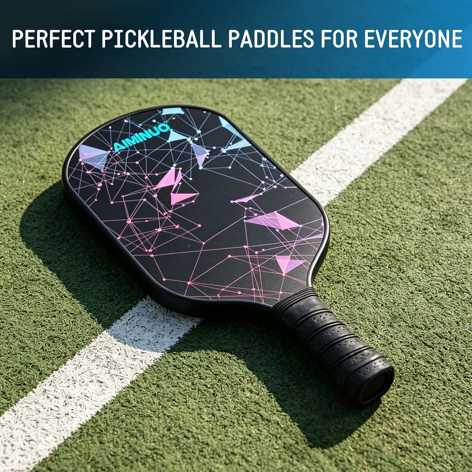 Pickleball Paddles, Fiberglass Pickle Ball Paddle Set, 16mm Lightweight Pickleball Paddles for Men Women Kids Indoor & Outdoor