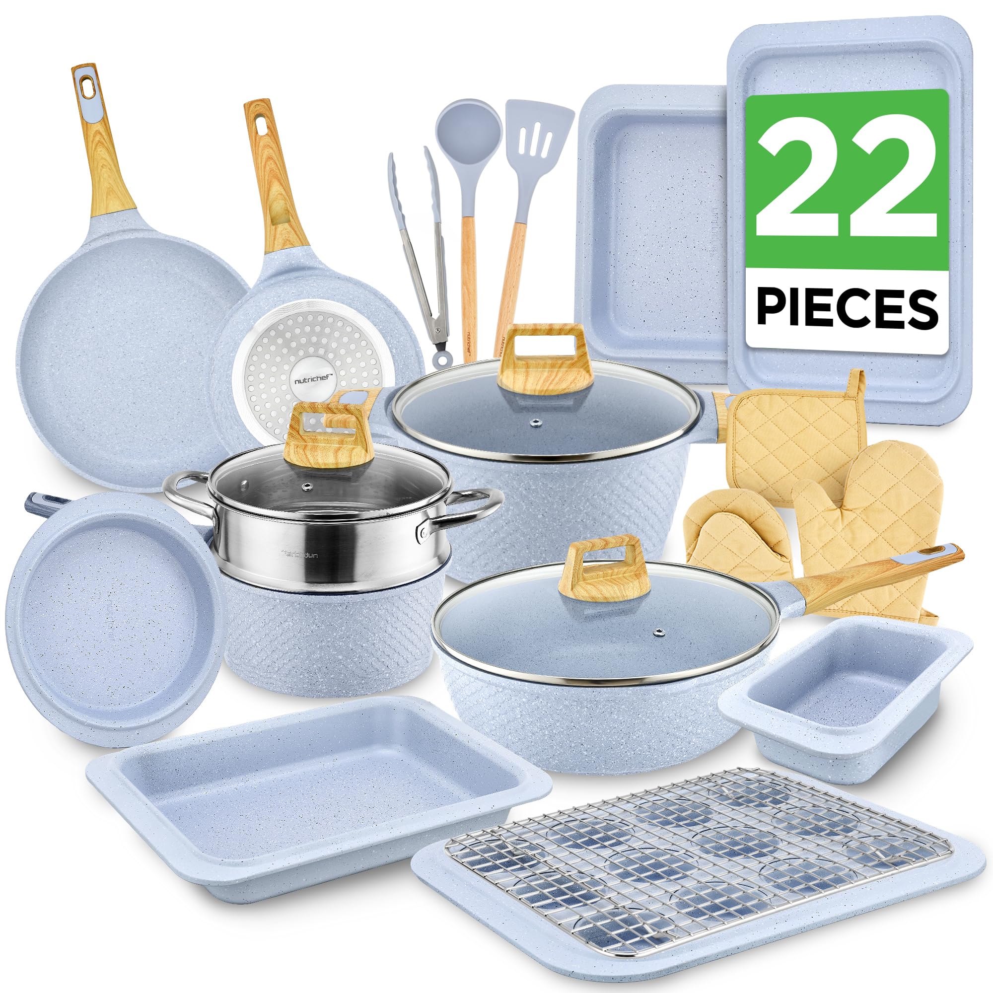 Nutrichef 22-Piece Cookware and Bakeware Set