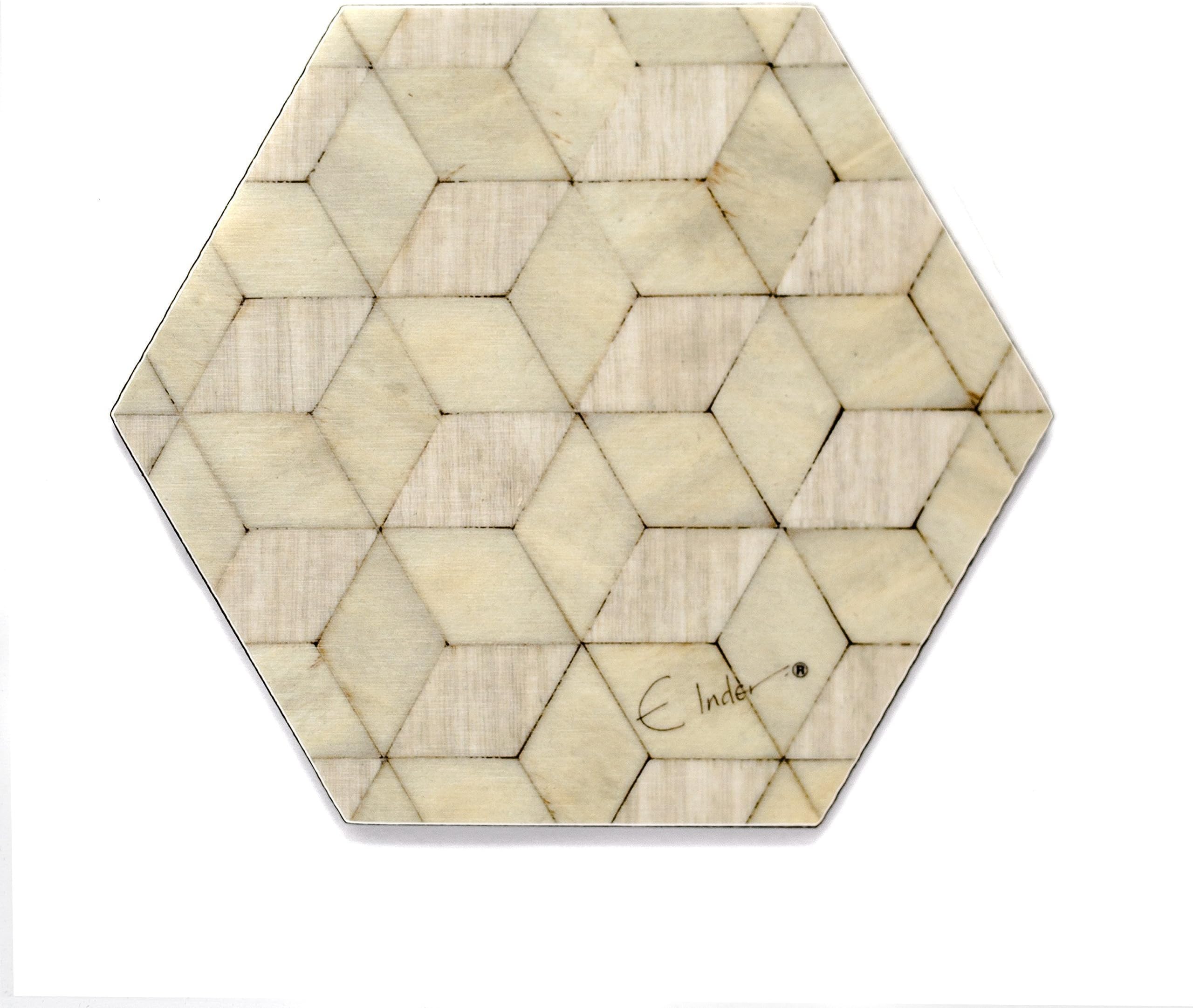 Coasters set of 4 or 6. Melamine. Waldorf from the Gatsby Range. Pale grey and Pale Green hexagon 115 x 100 x 3.2mm approx