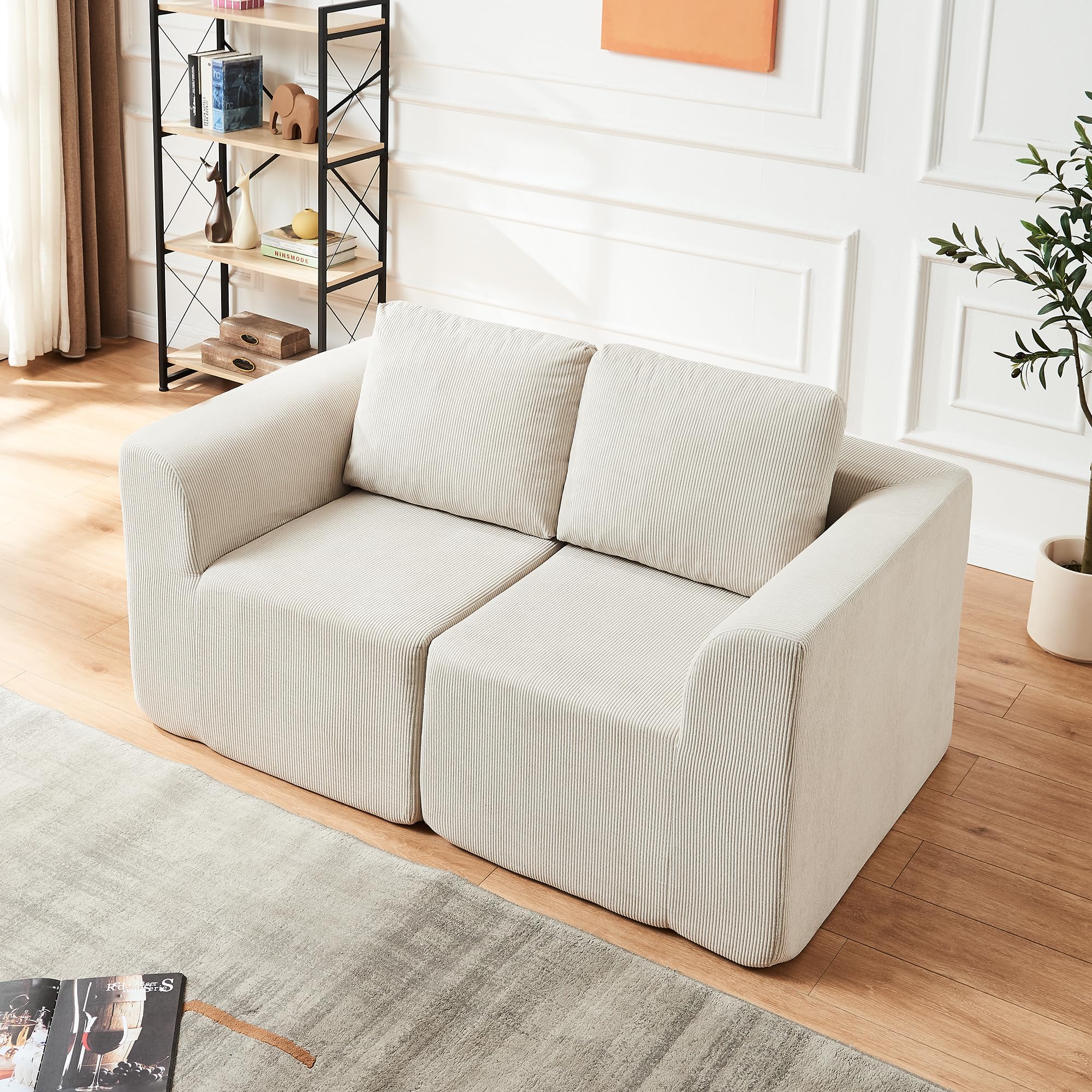 Panana Modular Sectional Sofa with Removable Chaise, Corner Sofa Lounge Sofas For Living Room, No Assembly Required (Beige, 2 Seater)