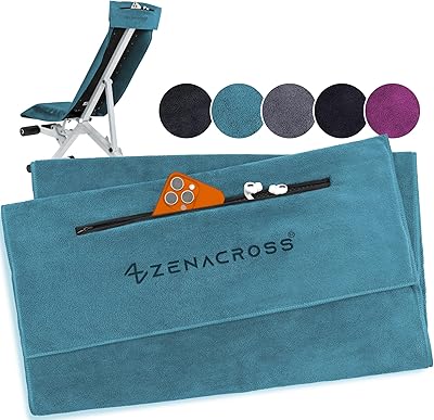 ZENACROSS - Fitness Handtuch Mikrofaser 120x50 - Schnelltrocknend, Reißverschlusstasche - Weiches Sporthandtuch fürs Fitnessstudio & Gym