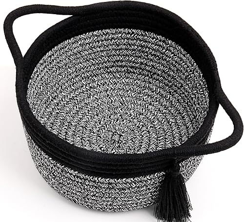 Miniatura 22 de Cesta pequeña morada, bonitas cestas de regalo tejidas con juego de envoltura de celofán para niña, contenedor decorativo de cuerda de algodón, Lila