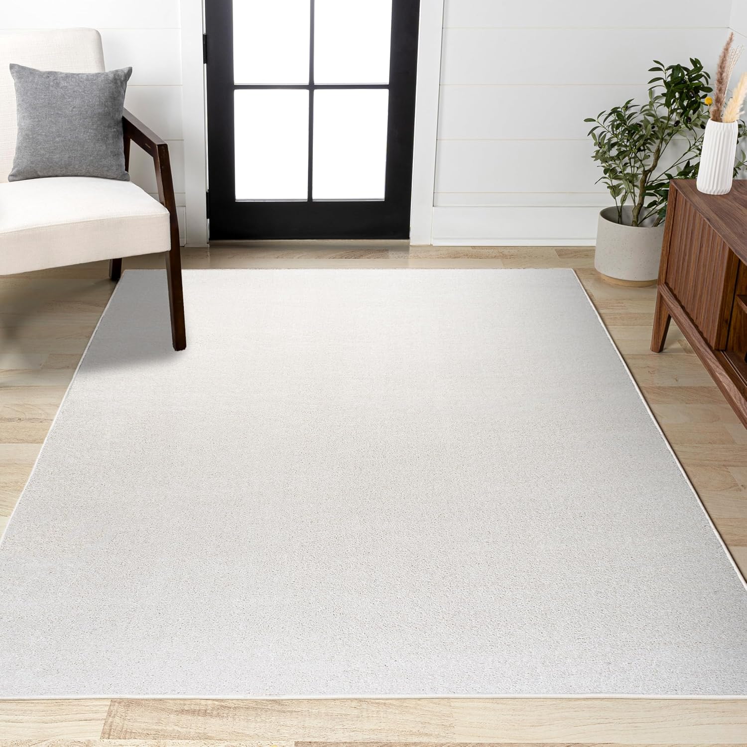 JONATHAN Y Haze Solid Low-Pile Cream Indoor Area Rug 3x5, Coastal,Bohemian,Minimalist,Classic, Easy-Cleaning for Living Room,Bedroom,Kitchen,Pet Friendly,Non-Shedding (SEU100T-3)