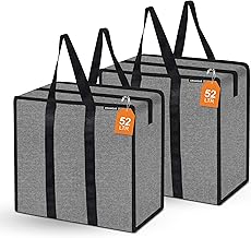 Cranique Large 52L Multi-Purpose Underbed Storage Bag/Clothing Storage Organizer/Stationery Paper Storage Bag with Zipper and Strong Handle Set Of 2 (STB1-Grey-2Q)