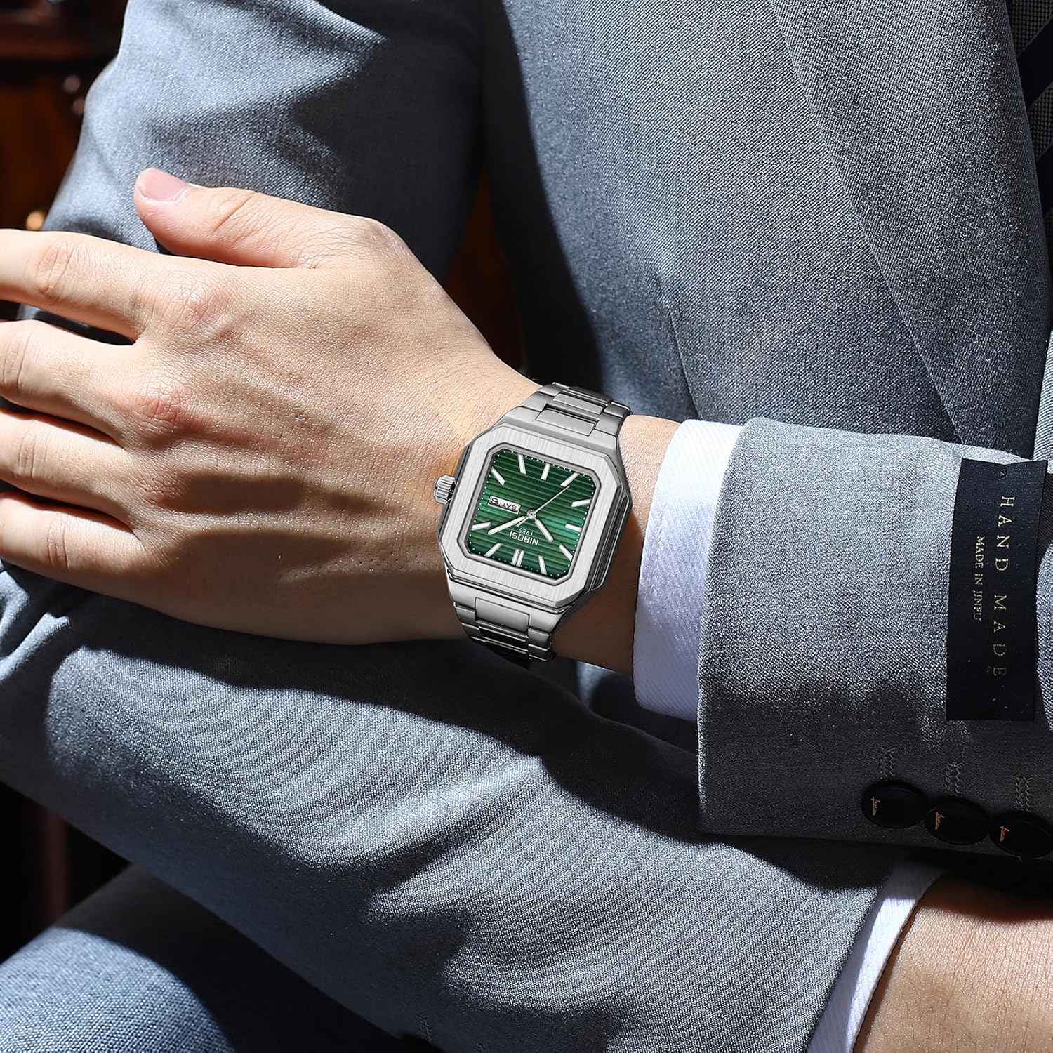 NIBOSI Men Watches Analog Quartz Stainless Steel Silver Watches for Men Waterproof Business Classic Watch with Day and Date Display Wrist Watch for Work and Casual Wear - Image 5